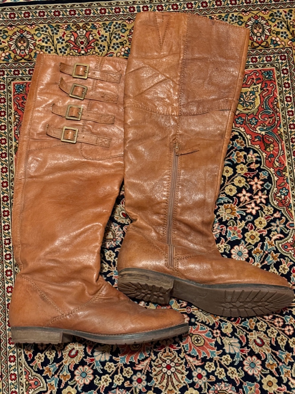 Steve Madden Tan Brown Leather Knee-High Riding Boots